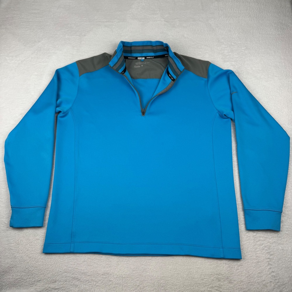 Nike Golf Pullover Mens L Blue Dri-FIT Quarter Zip Vibrant Blue Athletic